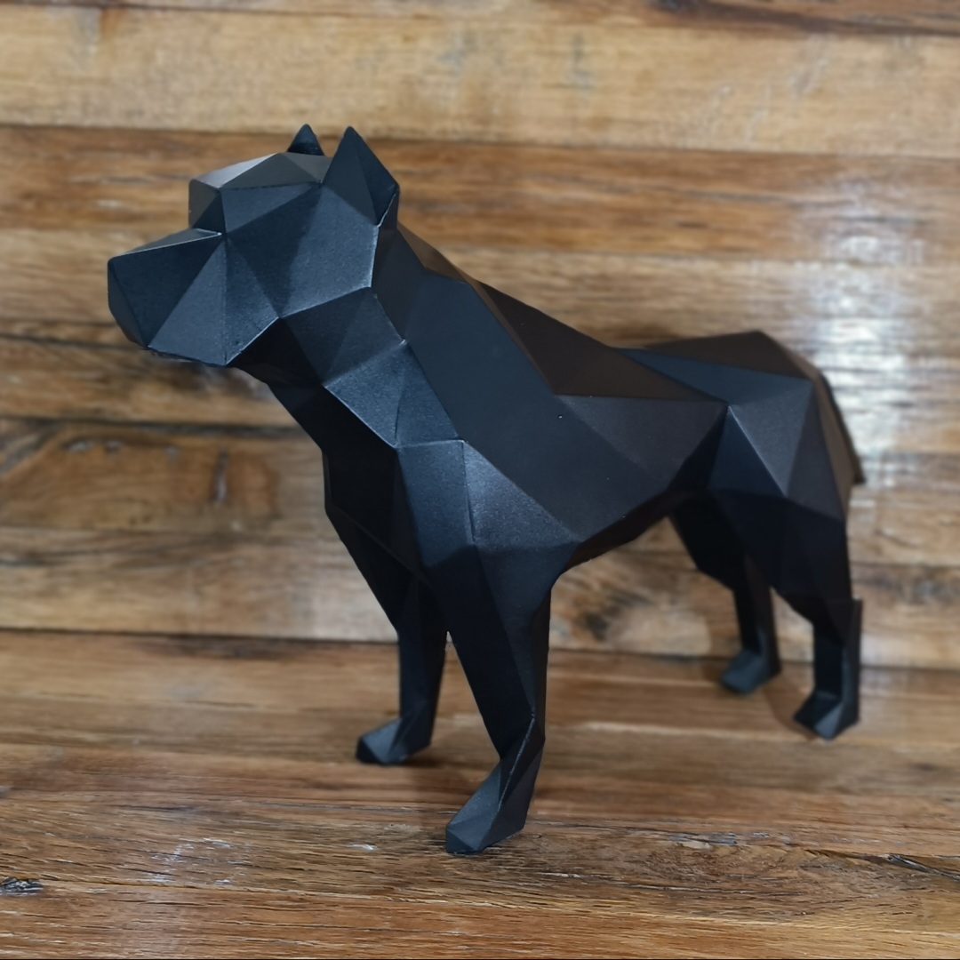 Geometric Pitbull Cubism Figurine –  Handcrafted  Modern Art