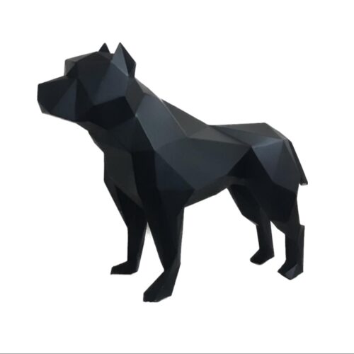 Geometric Pitbull Cubism Figurine –  Handcrafted  Modern Art