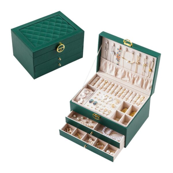 Jewelry Box with Multi-Tier Storage and Lock for Organized Accessories