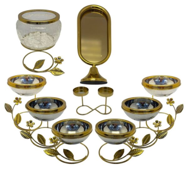 Haft Seen Chrome Coated Set for Timeless Celebrations Nowruz Persian New Year Elegant Design 9 Pcs