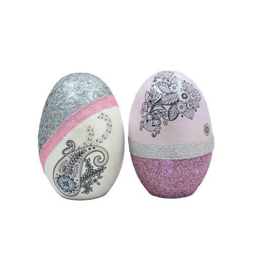 Haftseen Painted Egg for Iranian Nowruz Celebration – Floral and pasley Design (Pack of 2)