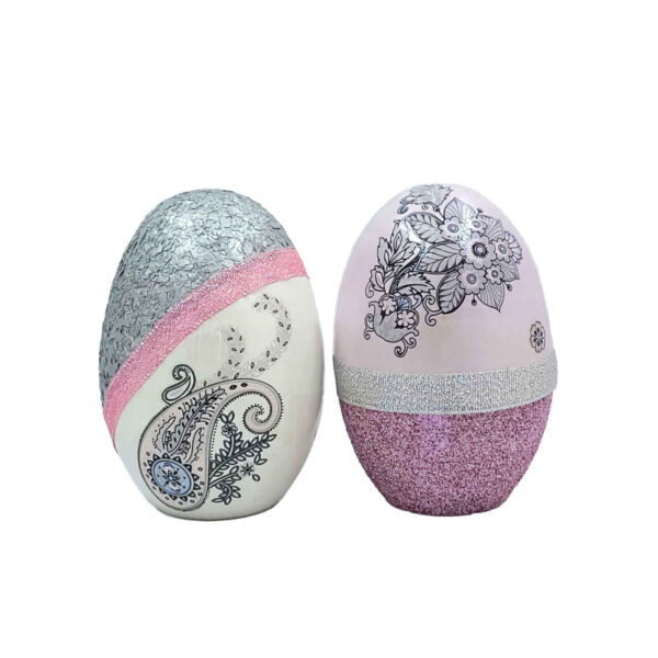 Haftseen Painted Egg for Iranian Nowruz Celebration - Floral and pasley Design (Pack of 2)