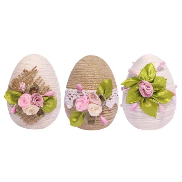 Haftseen Painted Egg for Iranian Nowruz Celebration - Pottery with Floral Design (Pack of 3)