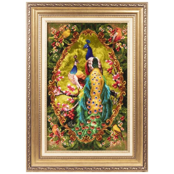 Hand-Knotted Persian Pictorial Rug from Tabriz – Stunning Peacocks