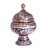 Handcrafted Persian Copper Sugar Bowl with Lid a jar-shaped design - Minakari Enameled