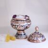 Handcrafted Persian Copper Sugar Bowl with Lid a jar-shaped design - Minakari Enameled
