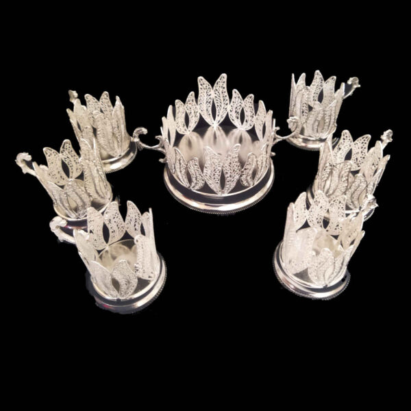 Handcrafted Persian Filigree Tea & Coffee Set – with Silver Coated | 7 Pieces