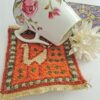 Handwoven Persian Kilim Coaster – Artisanal Table Decor