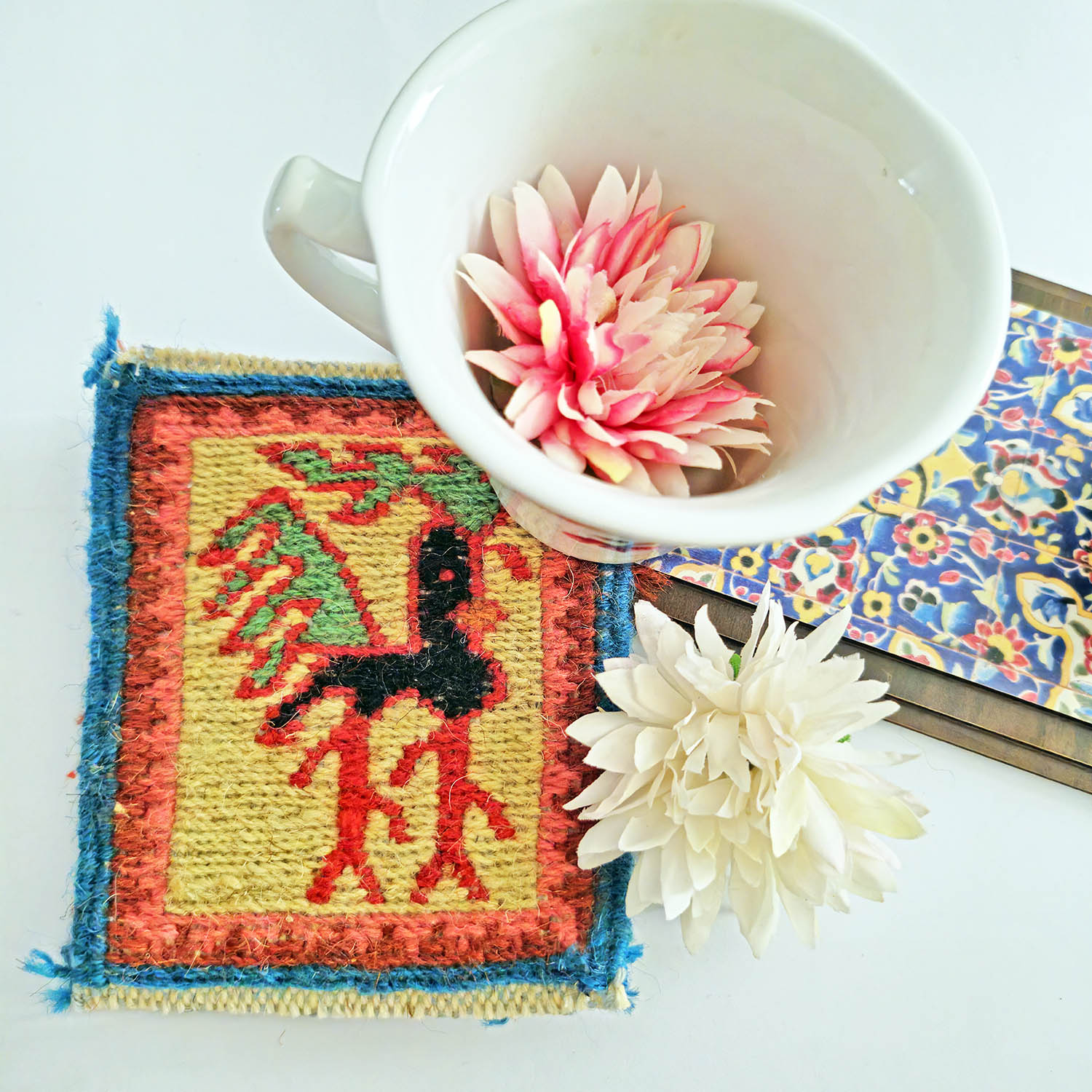 Handwoven Persian Kilim Coaster – Ideal for Home Decoration