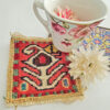 Handwoven Persian Kilim Coaster – Traditional Accessory in Geometric Design