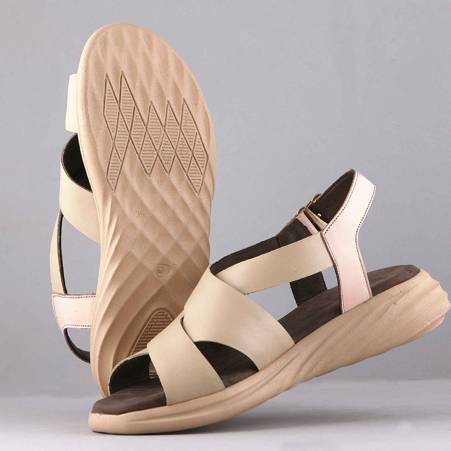 Hiking Sandal – Natural Leather Stylish Suitable for Walking in Cream