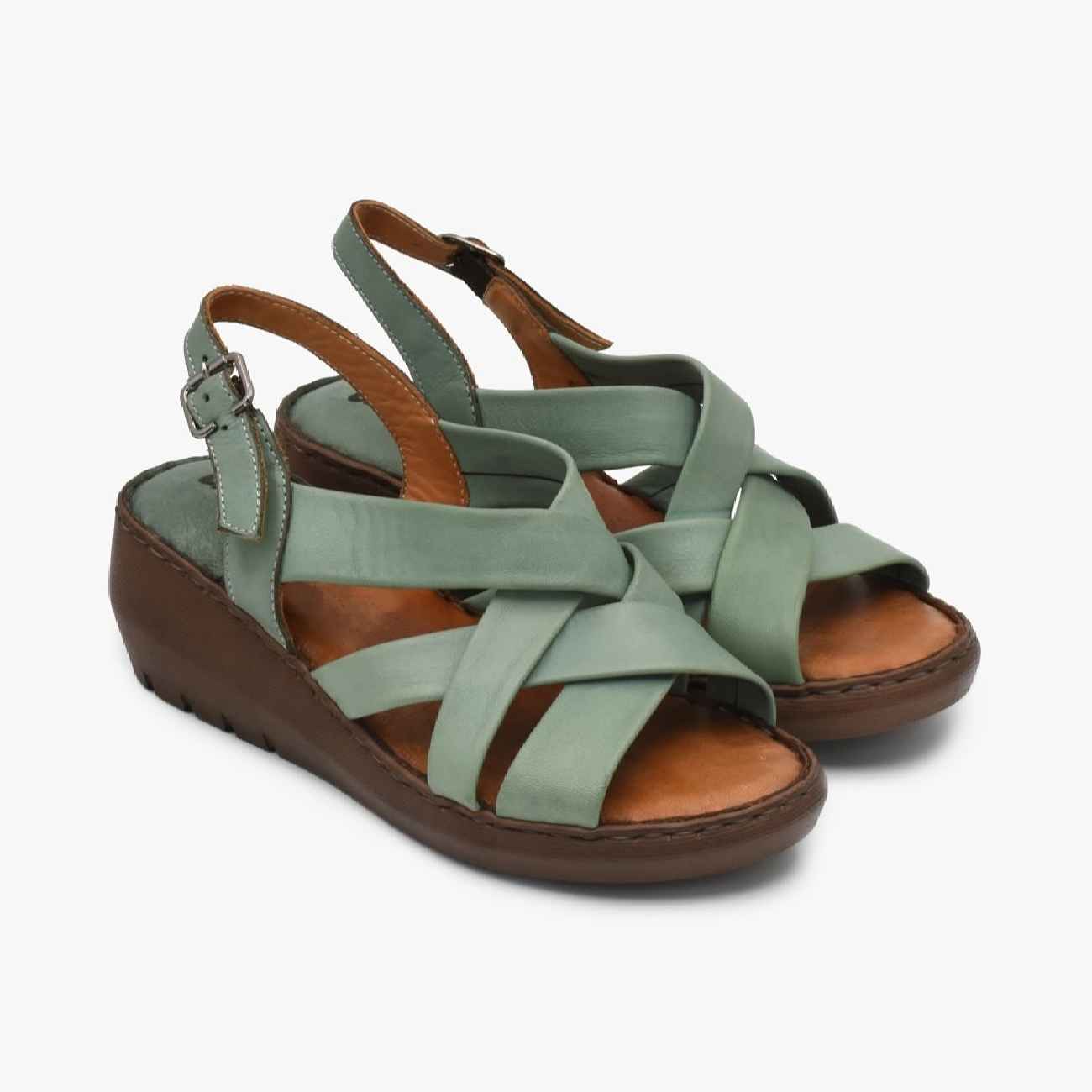 Hiking Sandal – Natural Leather Stylish for All Day Outdoor Adventure in Green