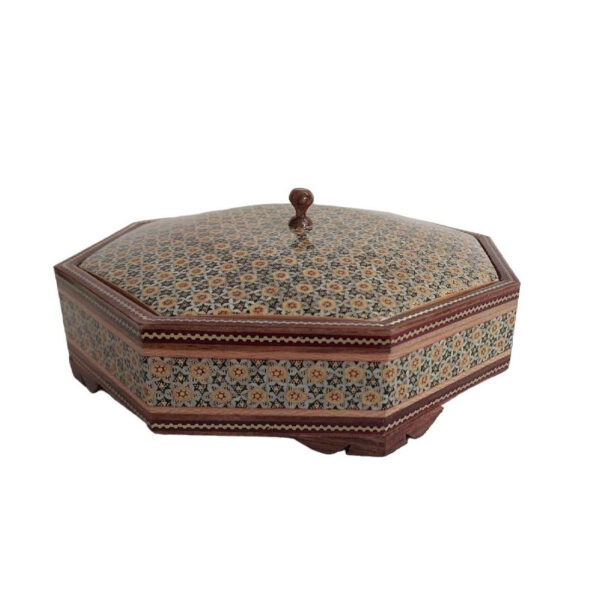 Wooden Khatam Kari Candy Bowl - Blend of Style and Utility with Floral Design
