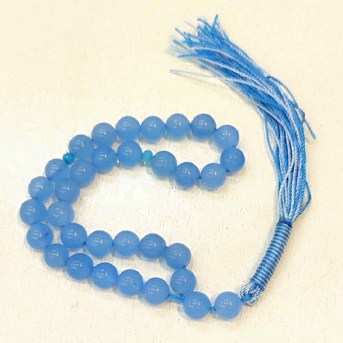 Islamic Blue Agate Rosary Crafted with 33 Prayer Beads Tasbih