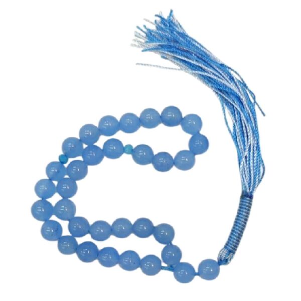 Islamic Blue Agate Rosary Crafted with 33 Prayer Beads Tasbih