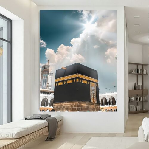 Islamic Canvas Wall Art of Kaaba – Beautiful Kaaba in a Sunny Shiny Day