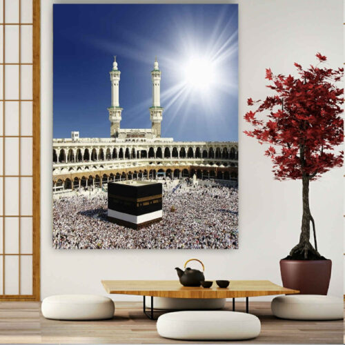 Islamic Canvas Wall Art of Kaaba – Perfect Accent for Your Living Room or Prayer Area