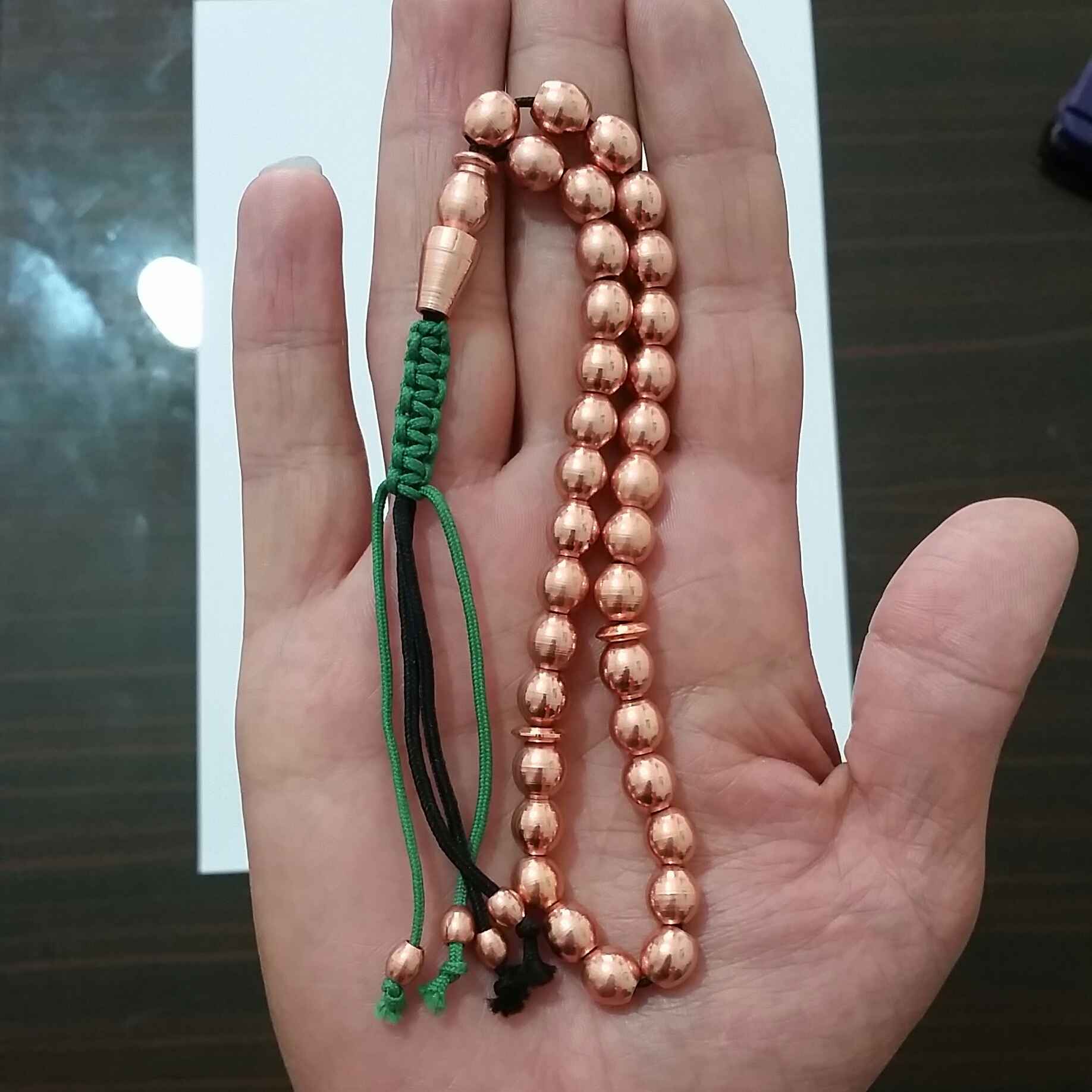 Islamic Rosary Crafted with Copper 33 Prayer Beads Tasbih Misbaha