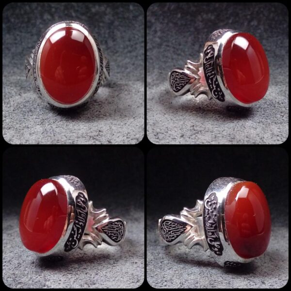 Islamic Yemeni Aqeeq Silver Ring for Men - Authentic Islamic Design