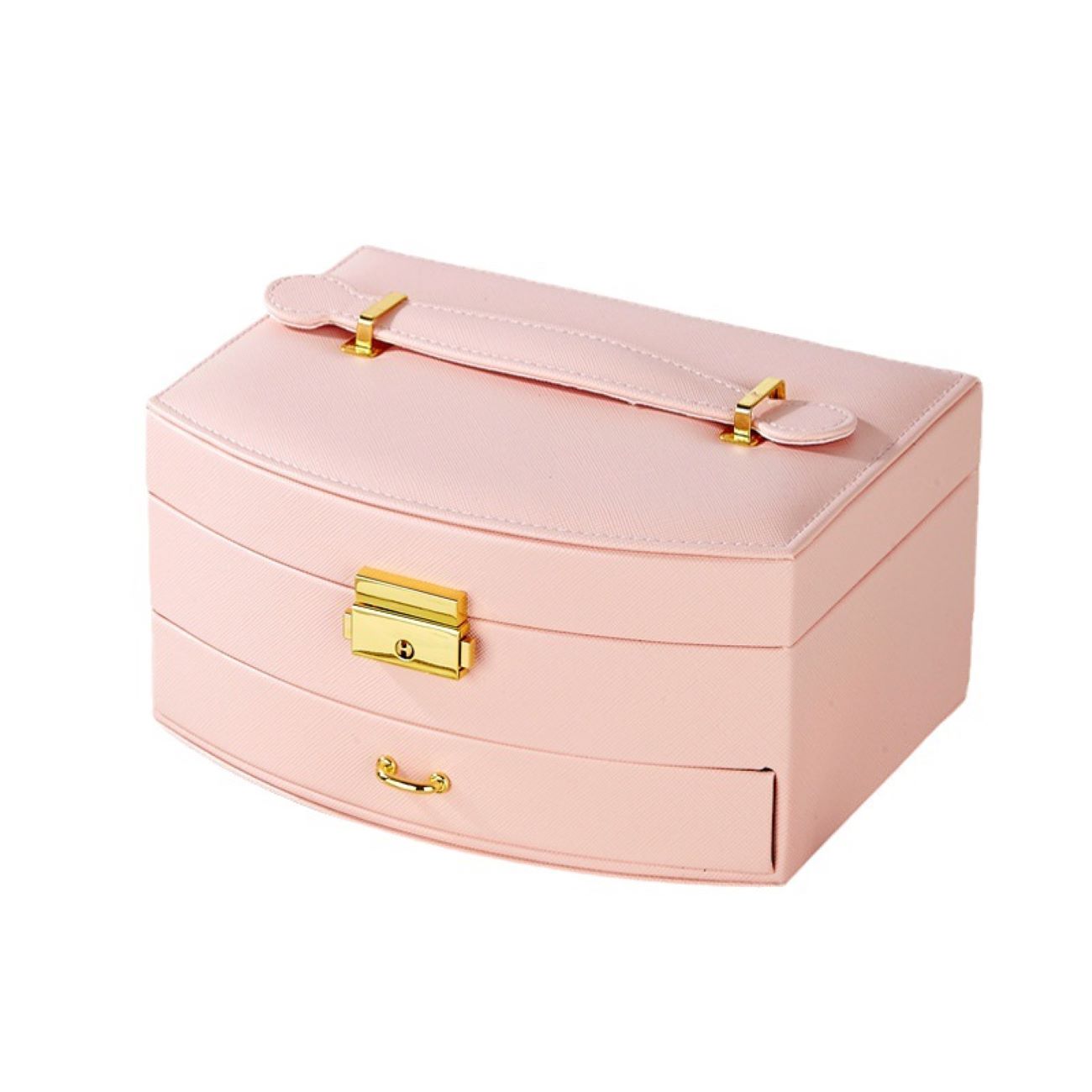 Jewelry Box with Multi-Tier Storage wih Mirror and Lock for Organized Accessories