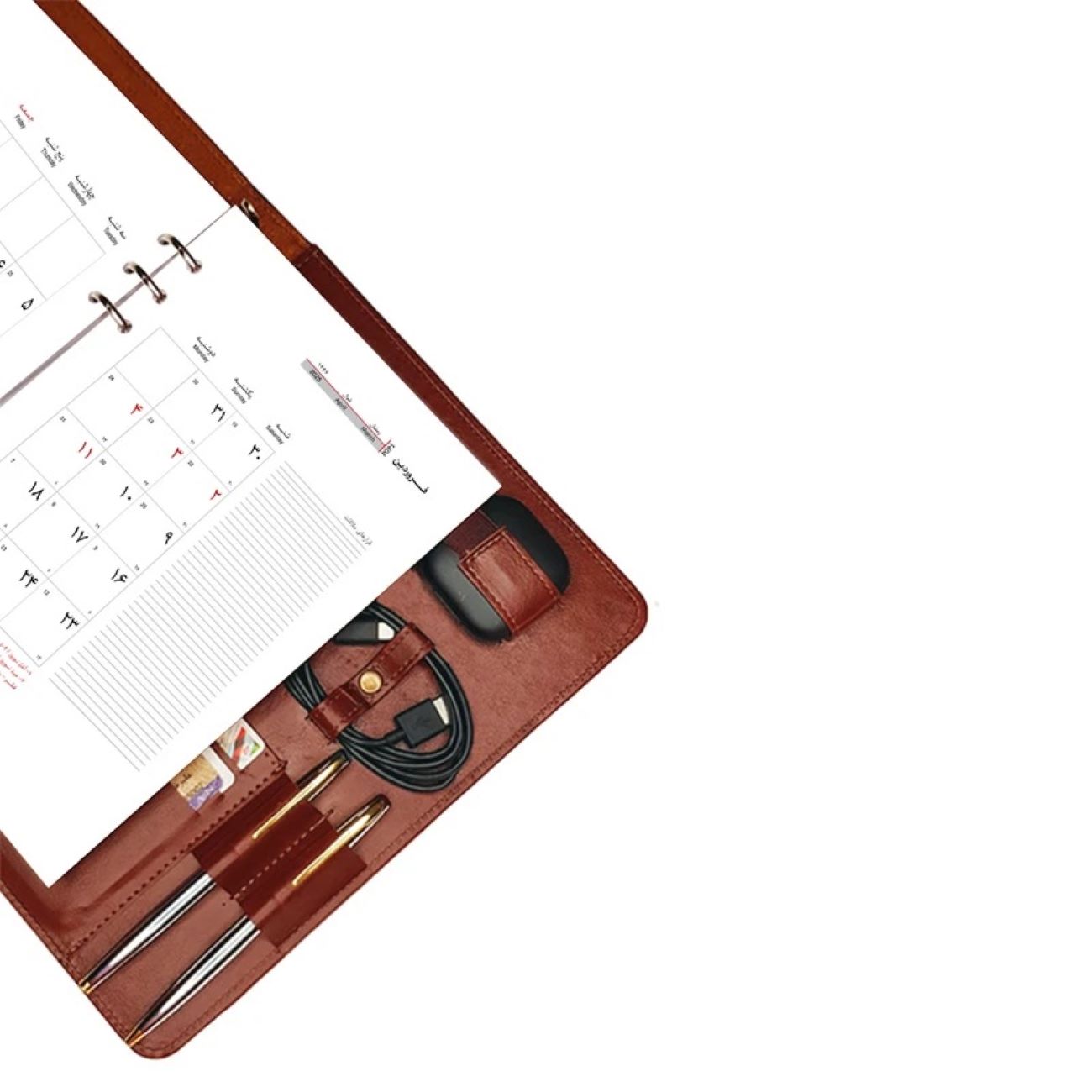 Leather Daily Planner 1404 Persian Daily Planner Calendar | Elegant Calendar Organizer