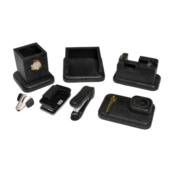 Leather Office Desk Set - Suitable for Office Pack of 8 in Black