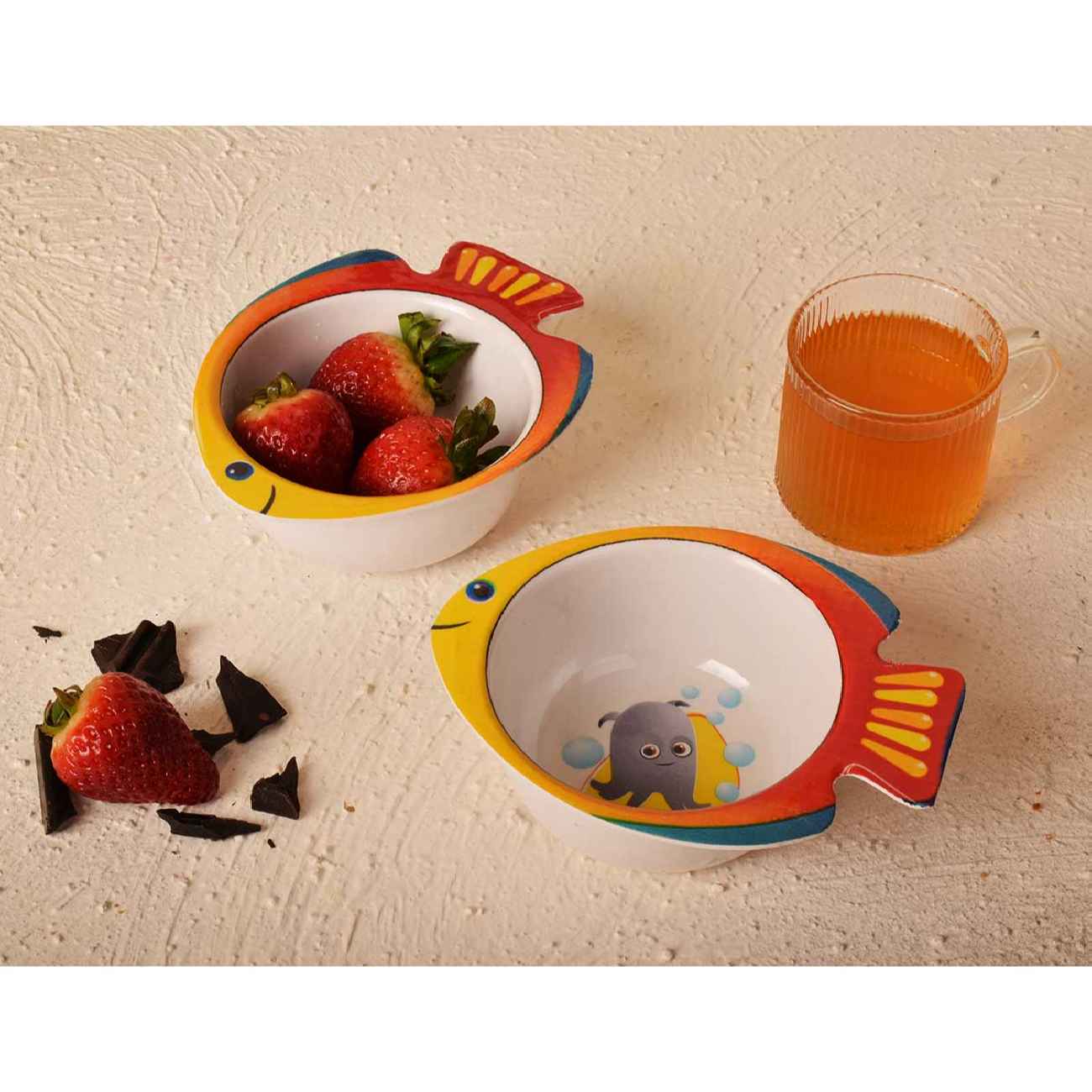 Lightweight Melamine Bowl – for your Baby with Fish Design, Set of 2