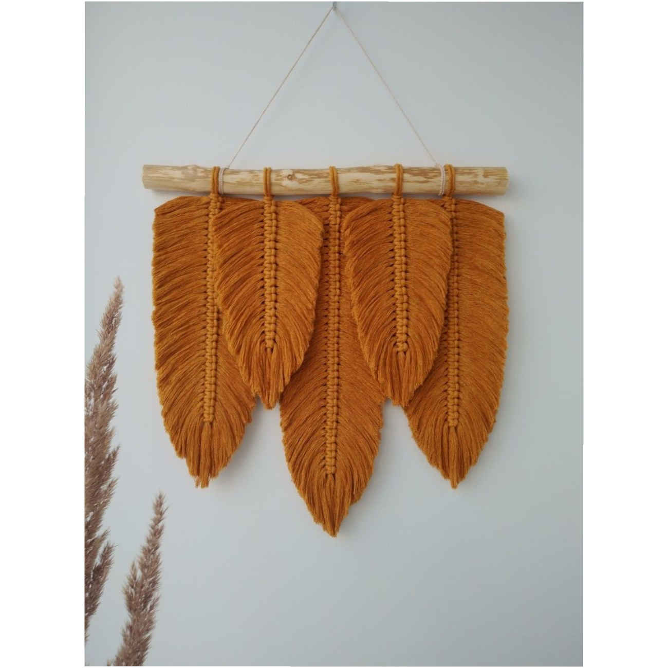 Macrame Wall Hanging Tapestry Art Bohemian with Leaf Design