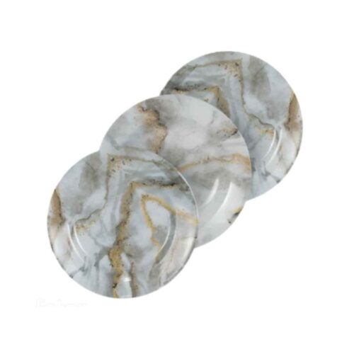 Melamine Plate Set – Microwave and Dishwasher Safe with Marble Design (Pack of 18)