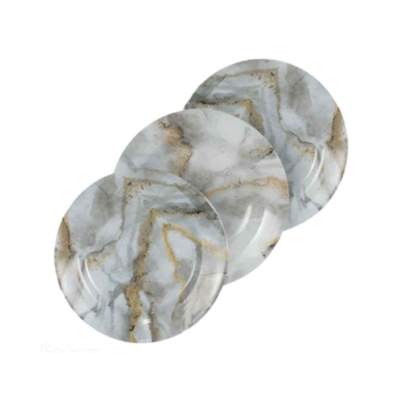 Melamine Plate Set - Microwave and Dishwasher Safe with Marble Design (Pack of 18)