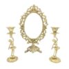 Persian Brass Mirror Frame Candlesticks Set Traditional Design Elegant Style