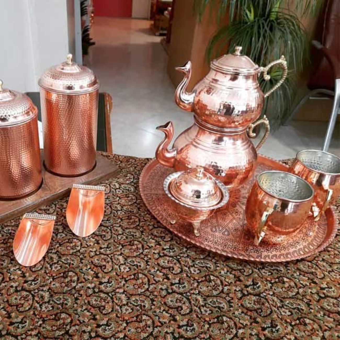 Persian Copper Tea Kettle Durable Stovetop Traditional Hammered Artaxerxes