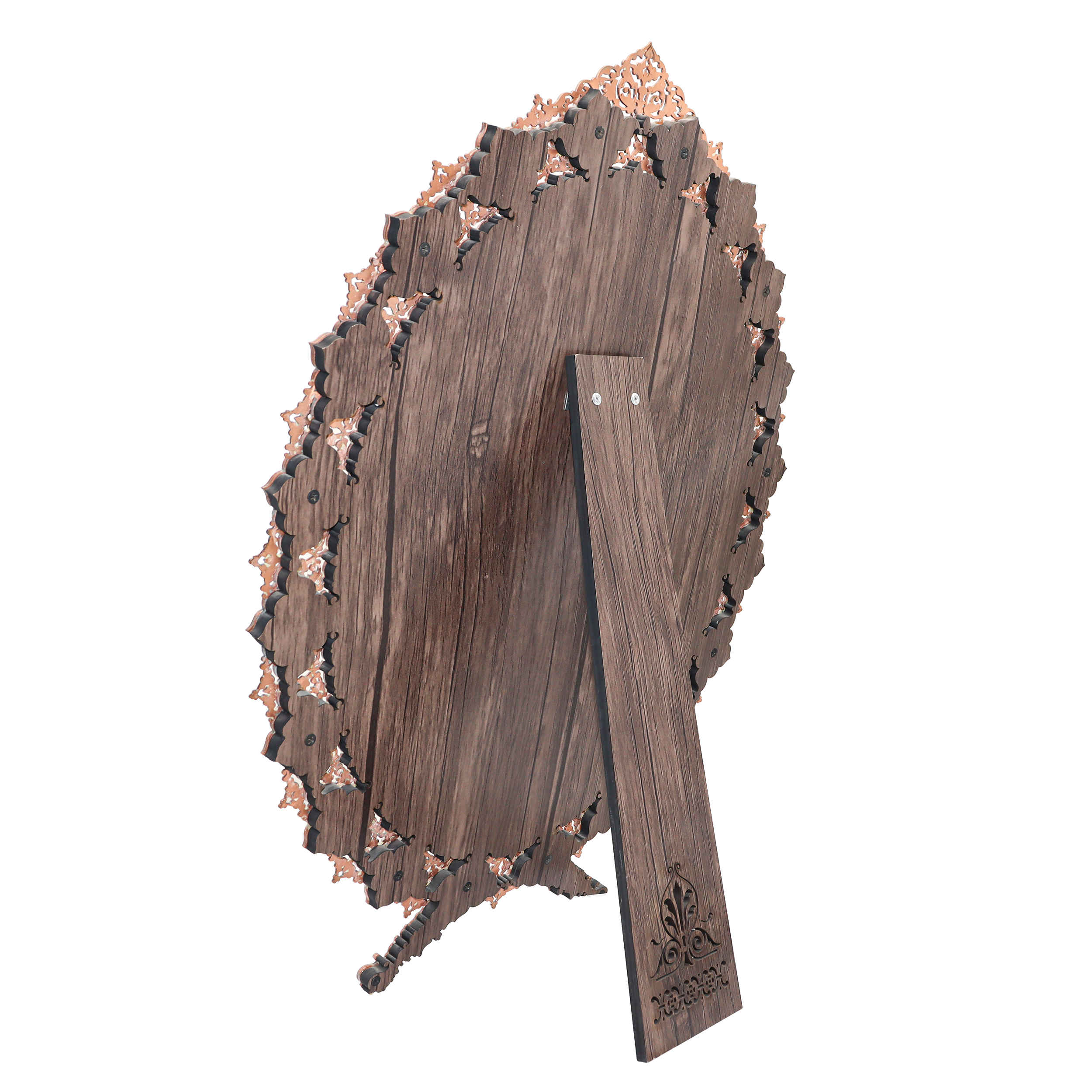 Persian Copper Turquoise Inlay Mirror Frame & Candle Holders with Silver Engraved Design