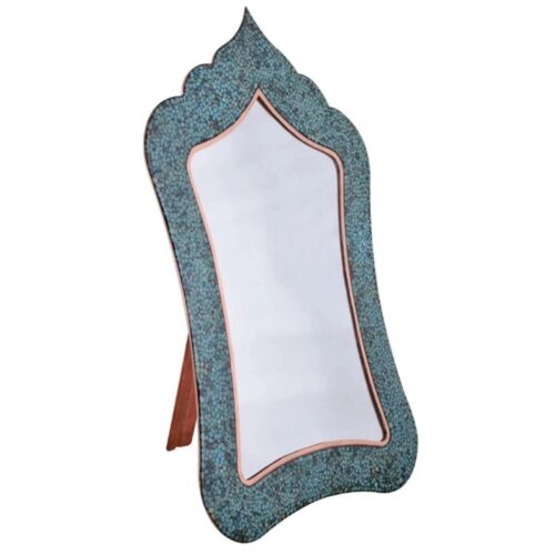 Persian Copper Turquoise Inlay Mirror Frame & Candlesticks Perfect for Home Decor