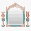 Persian Copper Turquoise Inlay Mirror Frame & Candlesticks Perfect for Wedding Ceremony