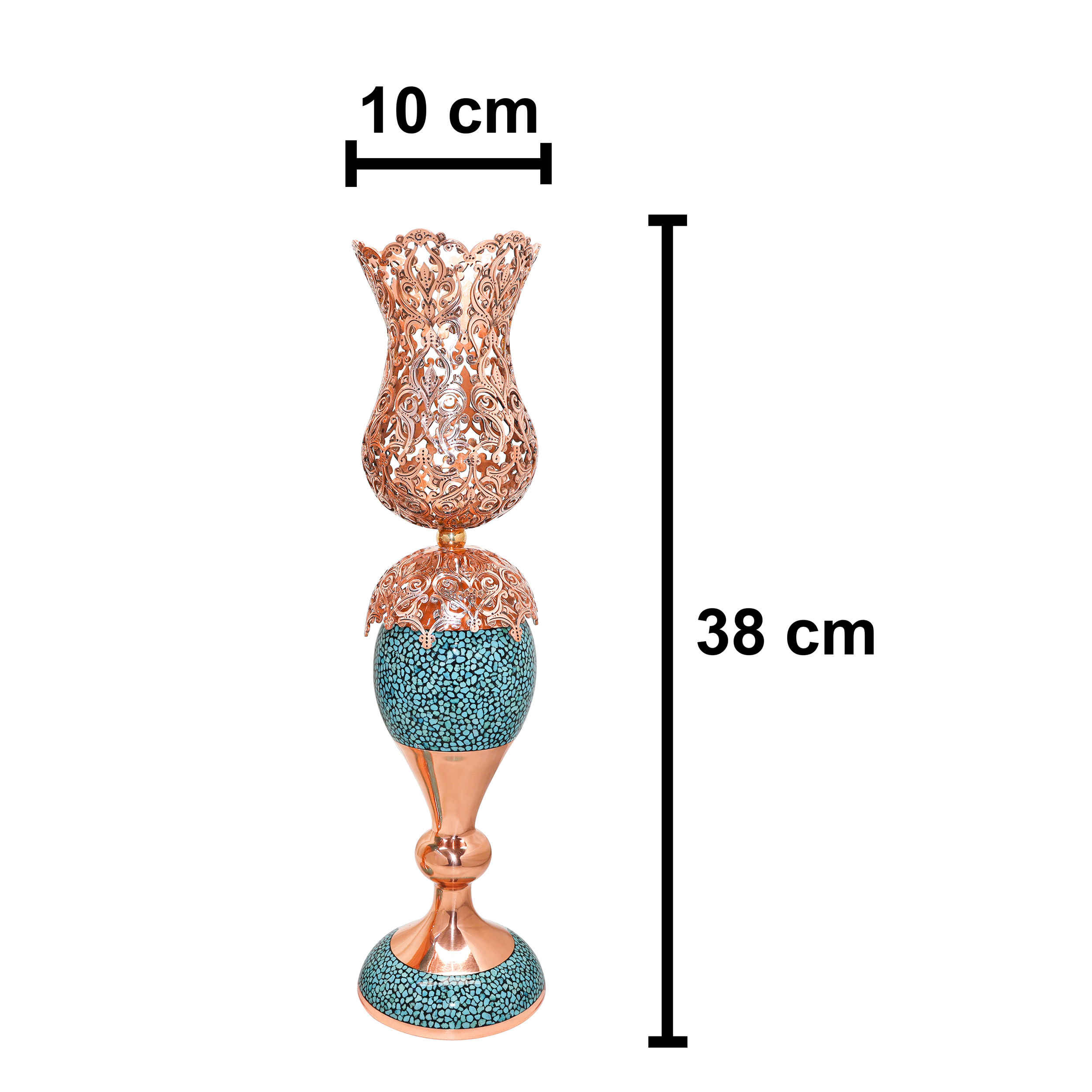 Persian Copper Turquoise Inlay Mirror Frame & Candlesticks Perfect for Wedding Ceremony