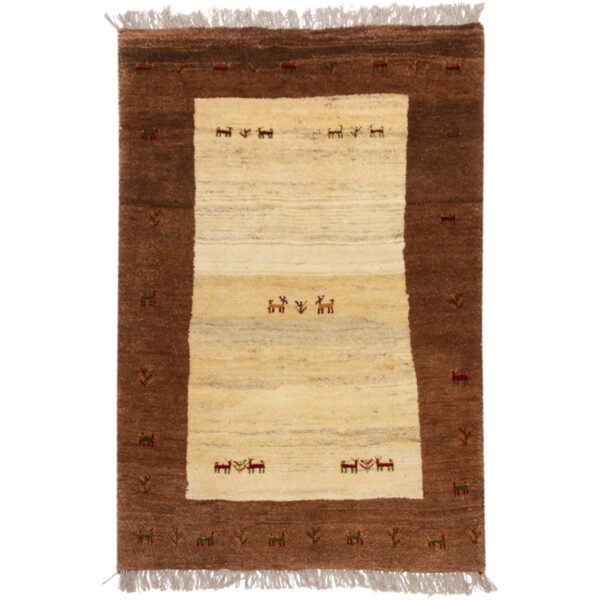 Persian Gabbeh Rug with Wool Authentic Handwoven in Fars Animal Motifs