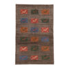 Persian Gabbeh Rug with Wool Handwoven in Fars Animal Motifs Brown