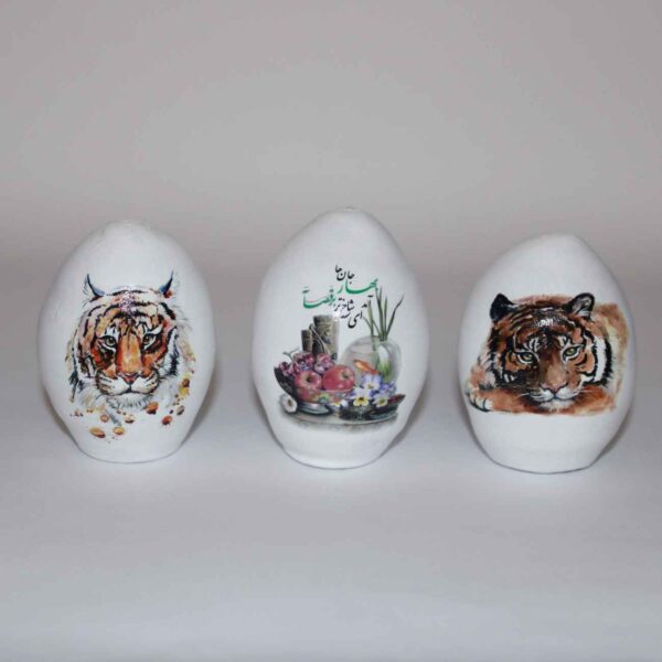 Persian Haftseen Painted Egg for Iranian Nowruz Celebration - Tiger Model (Pack of 3)