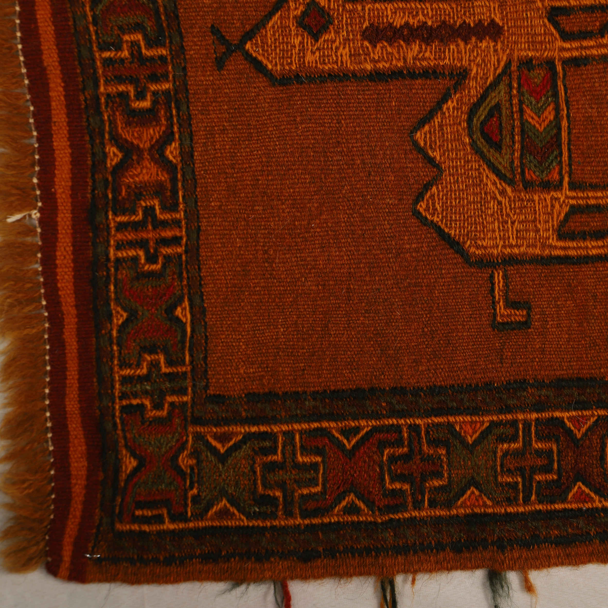 Persian Kilim Rug with Wool Handwoven in Khorasan Animal Motifs