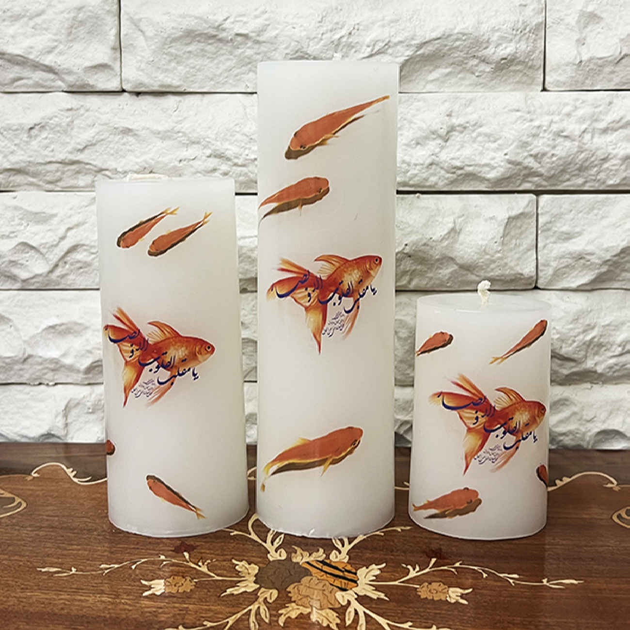 Nowruz Candle – Ya Moghaleb Al Gholub Design for Haft-Sin Display (x3)