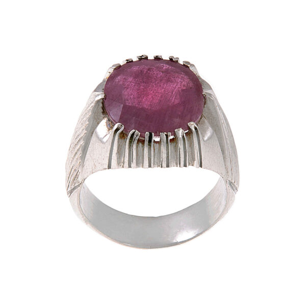 Persian Ruby Silver Ring Elegance for Men Handcrafted in Red