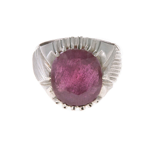 Persian Ruby Silver Ring Elegance for Men Handcrafted in Red