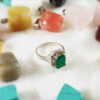 Persian Women's Silver Ring Agate with Green Gemstone