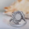 Persian Women's Silver Ring with Yemeni Agate, Diamond Setting, Rhodium Plating