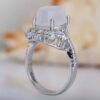 Persian Women's Silver Ring with Yemeni Agate, Diamond Setting, Rhodium Plating