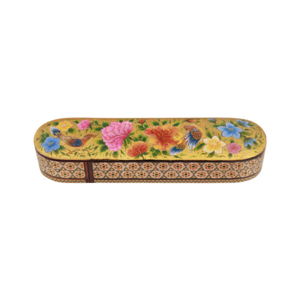 Persian Wooden Pencil Box Handcrafted Khatamkari - Perfect for Gift with Bird & Flower Design