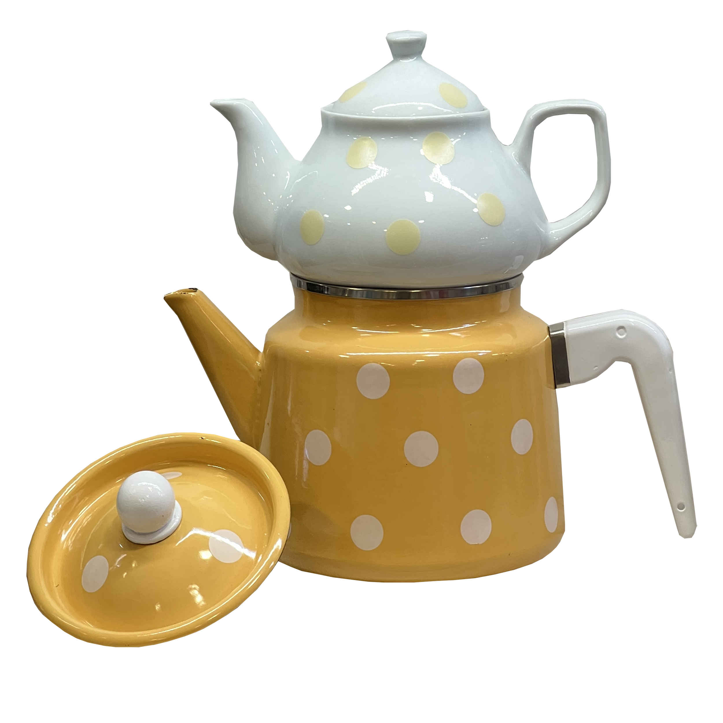 Porcelain Double Teapot Set – Perfect for Gift Durable with Polka Dot Design