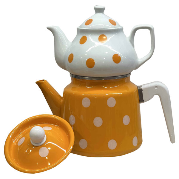 Porcelain Double Teapot Set - Perfect for Gift Durable with Polka Dot Design