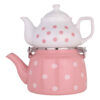 Porcelain Double Teapot Set - Suitable for Tea Durable with Polka Dot Design
